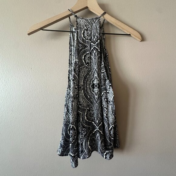 Women's XS Zara Women Paisley Halter Crop Black White Pattern Flowy - Picture 4 of 9